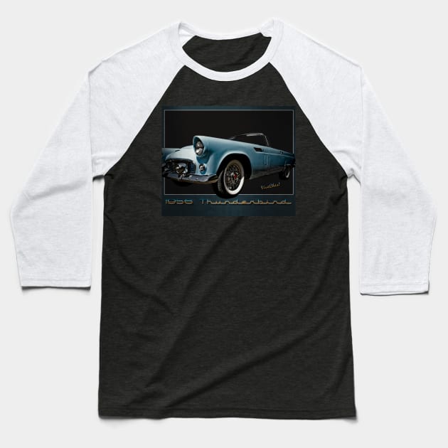 1956 Thunderbird Tribute Poster T-Bird Baseball T-Shirt by vivachas